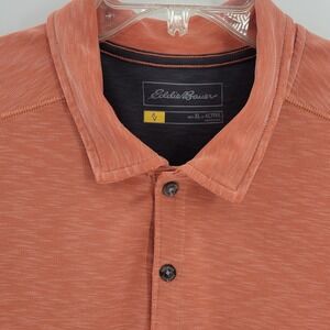 Eddie Bauer Men's Size XL Heathered Coral Active Fit Short Sleeve Polo Shirt